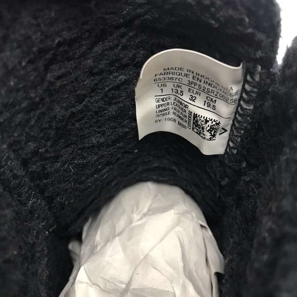 CONVERSE CT ALL STAR Sz 1 LEATHER FUR BOOT JUNIOR - Picture 5 of 8